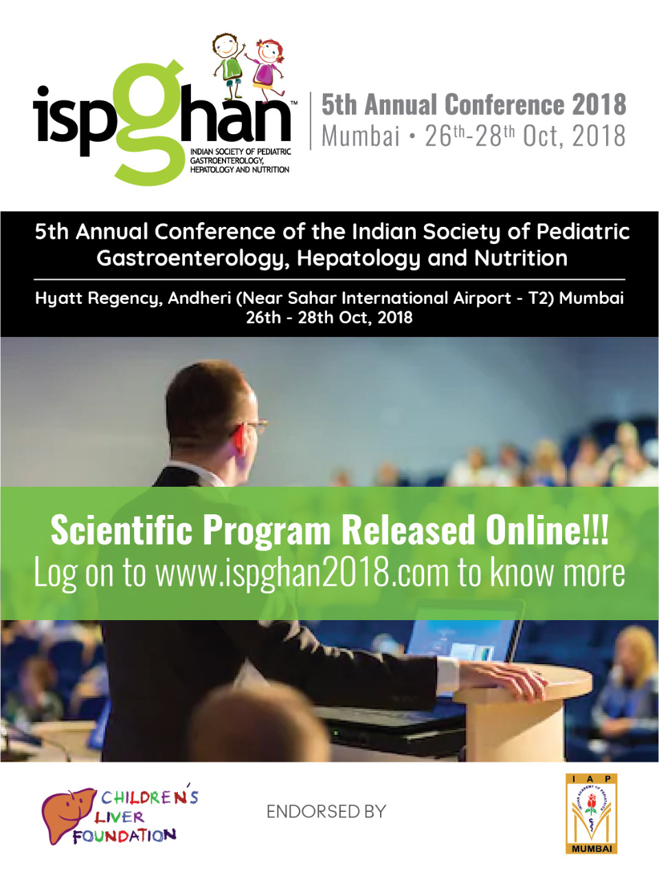 ISPGHAN 2018 meeting on 26 th to 28 th October 2018 Registrations open
